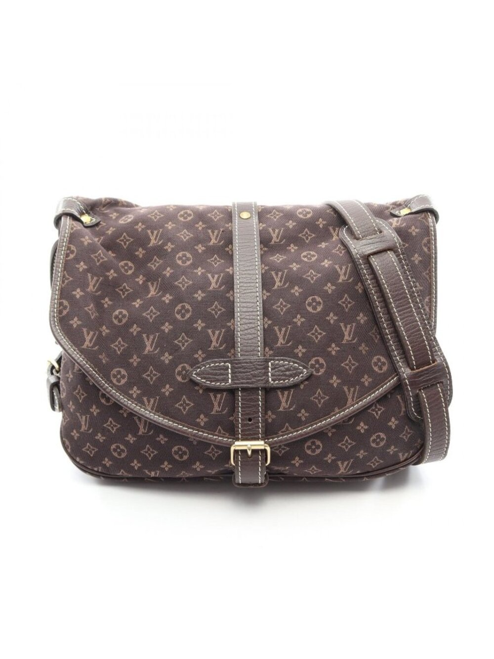 ★SOLD★ Louis Vuitton Shoulder Bag Saumur Ebene Canvas Leather 30